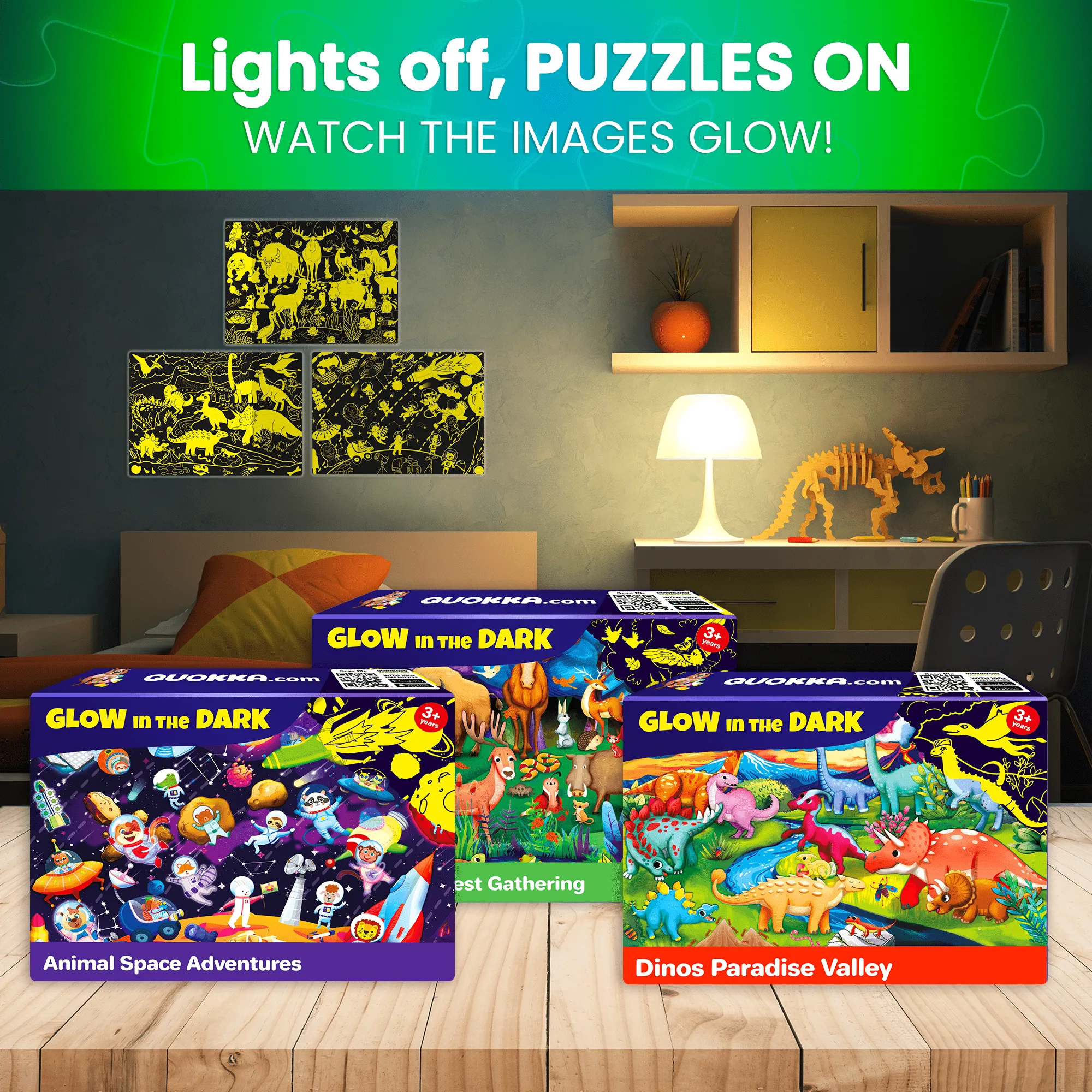 100 Piece Glow in The Dark Puzzles for Kids |  Space, Dino