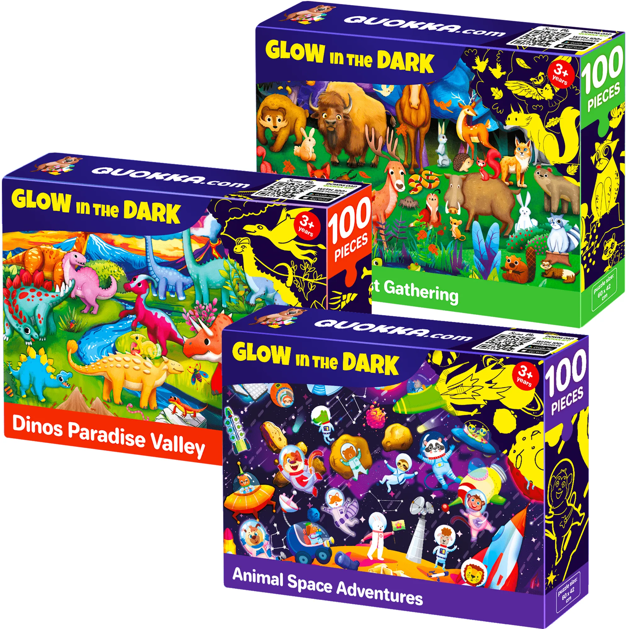 100 Piece Glow in The Dark Puzzles for Kids |  Space, Dino