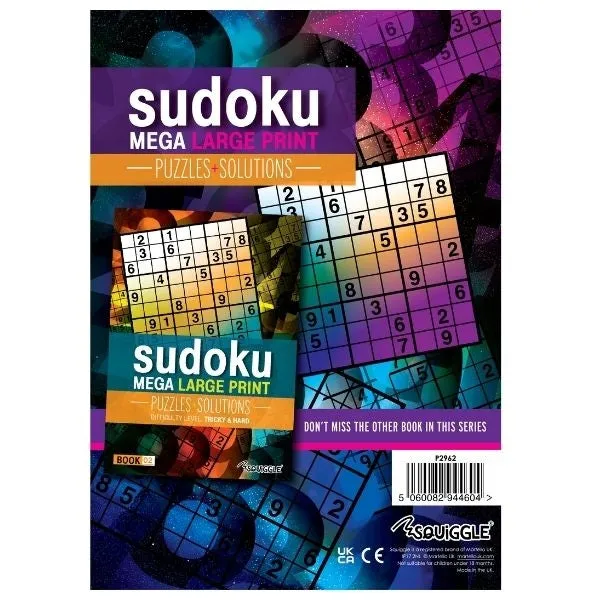 A4 Mega Large Print Modern Sudoku Book - Easy & Medium Challenging Puzzles High Quality Relaxing Brain Teasers