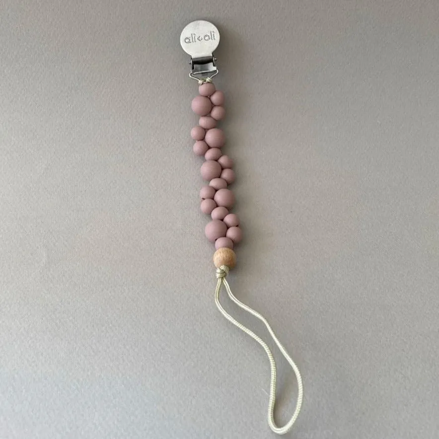 Ali   Oli Pacifier Clip Bubbles in Mauve