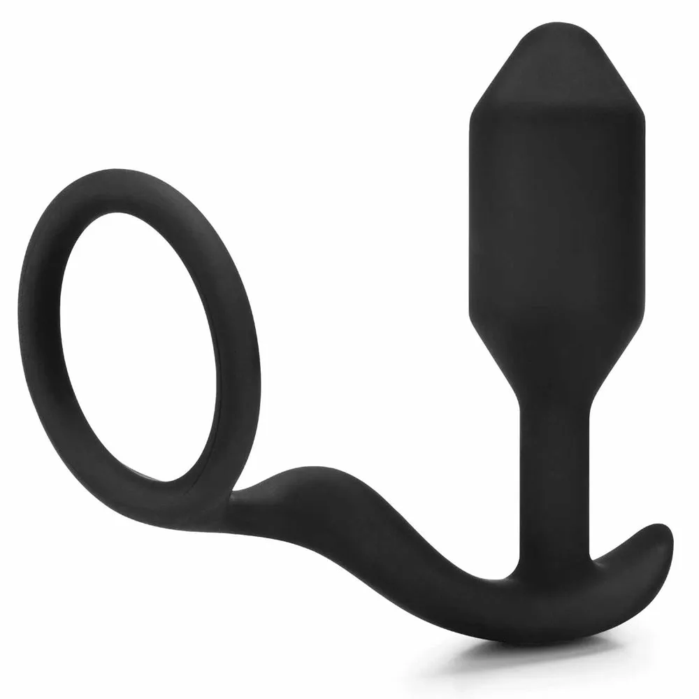 B-Vibe Vibrating Snug & Tug Weighted Anal Plug & Penis Ring - Medium