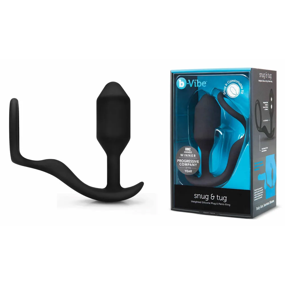 B-Vibe Vibrating Snug & Tug Weighted Anal Plug & Penis Ring - XL