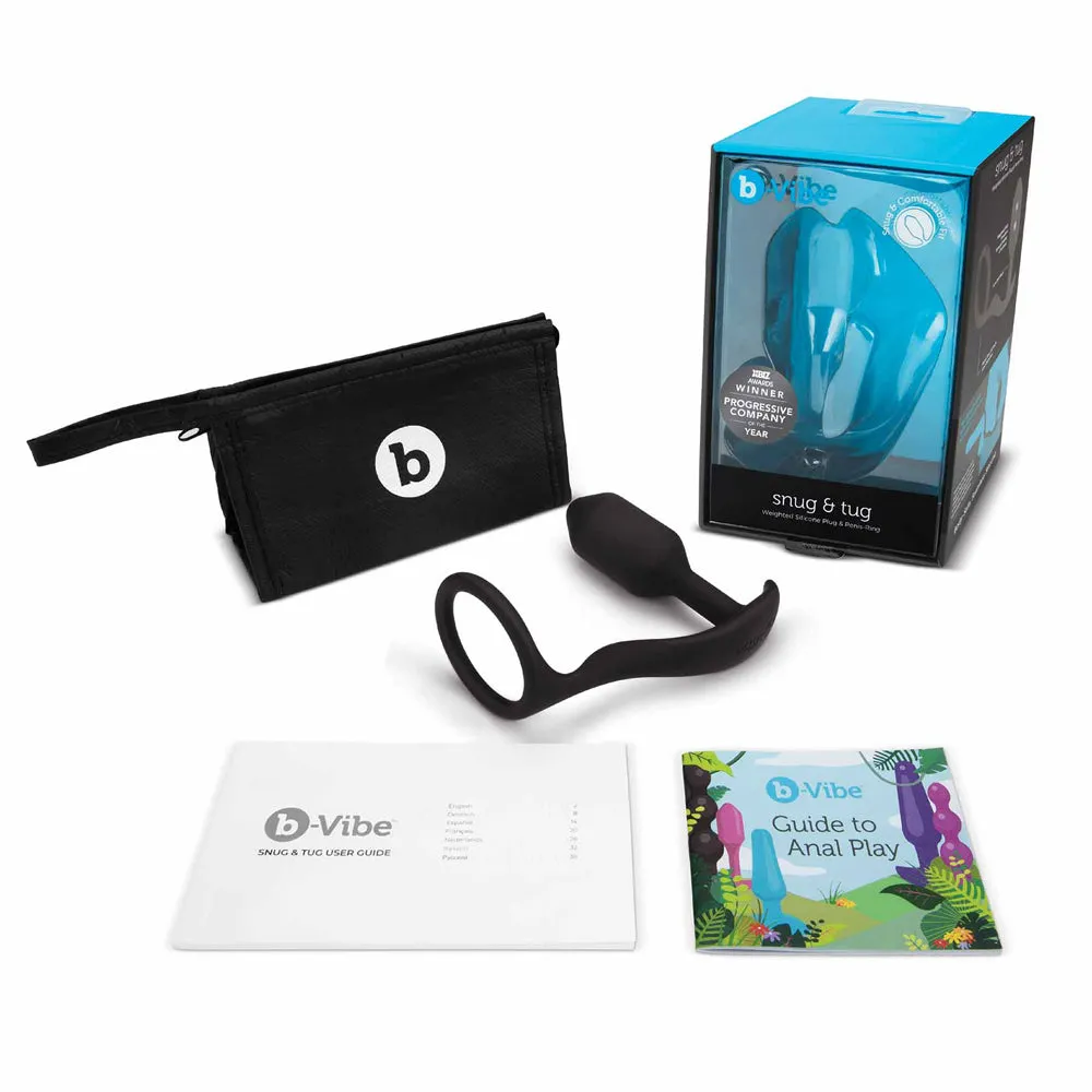 B-Vibe Vibrating Snug & Tug Weighted Anal Plug & Penis Ring - XL