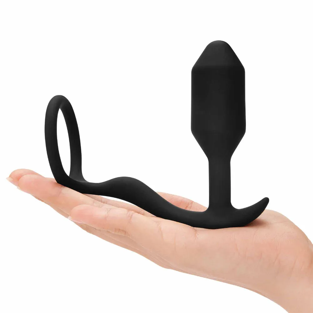 B-Vibe Vibrating Snug & Tug Weighted Anal Plug & Penis Ring - XL