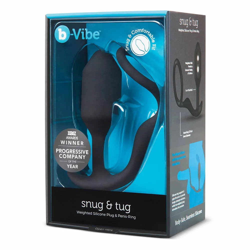 B-Vibe Vibrating Snug & Tug Weighted Anal Plug & Penis Ring - XL