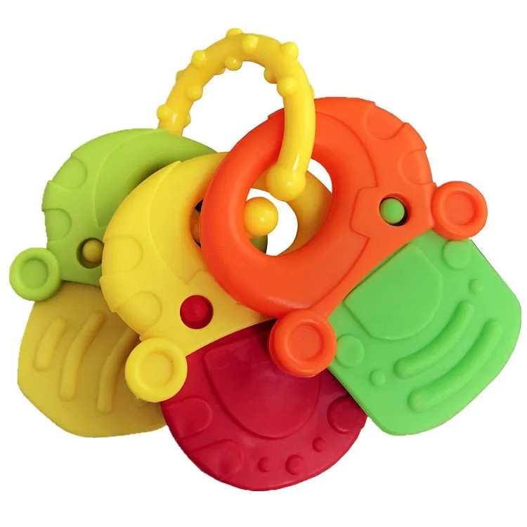 Baby Fruit Style Soft Rubber Rattle Teether Toy Newborn Chews Food Grade Silicone Teethers Infant Training Bed Toy Chew Toys Kid