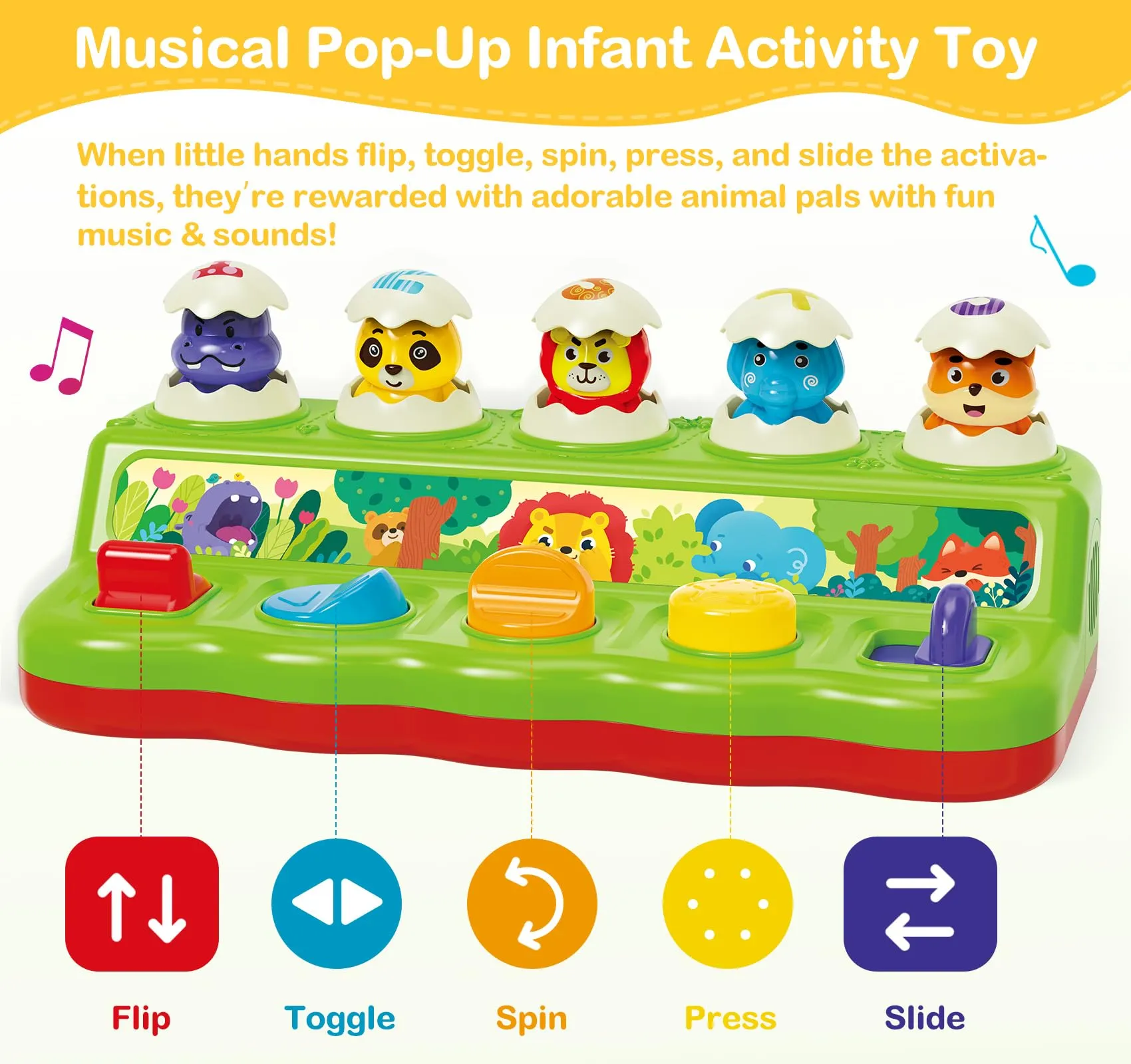 Baby Toys 6 to 12 Months, Musical Pop-Up Cause and Effect Toys with Light & Music for 12-18 Months, Learning Educational Infant Toys for Toddler Boy Girl 7 8 9 10 11 Month 1-2 Year Old Gift