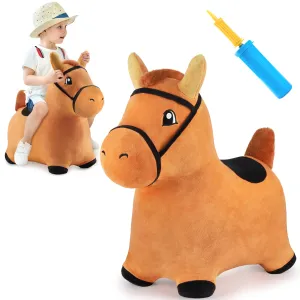 Bouncy Brown Horse Outdoor Ride on Bouncy Animal Play Toys