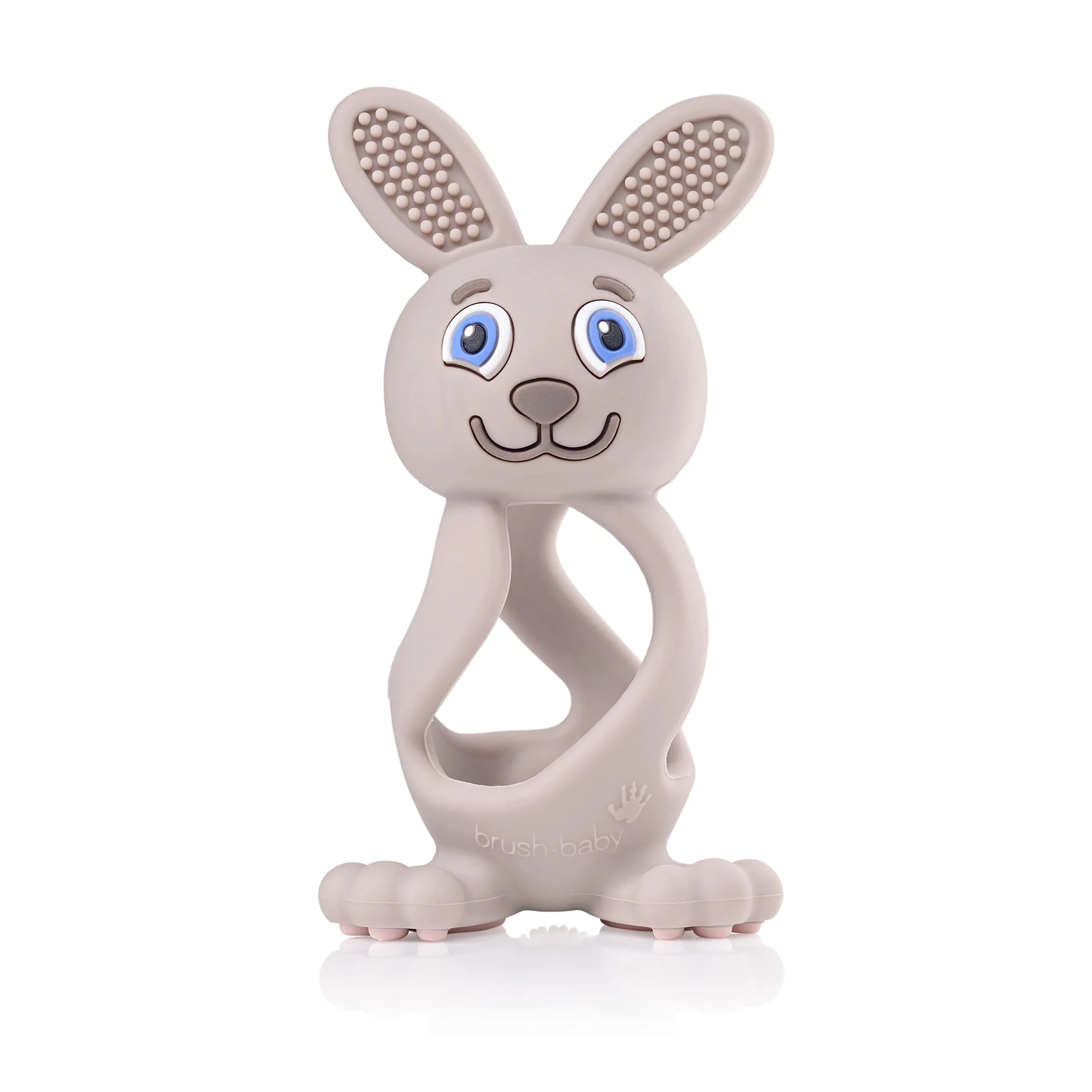 Brush Baby Bobbie Bunny Baby Teether Toy Cappuccino Grey | Twist & Bounce Teething Toy