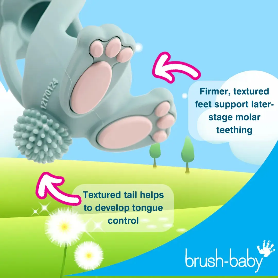 Brush Baby Bobbie Bunny Baby Teether Toy Cappuccino Grey | Twist & Bounce Teething Toy