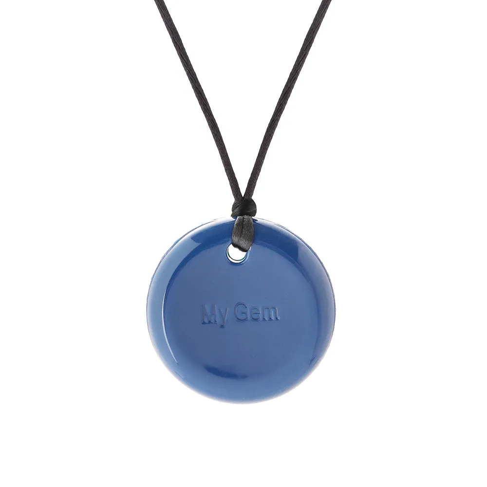 Button Sensory Chew Pendant - Navy / Durable