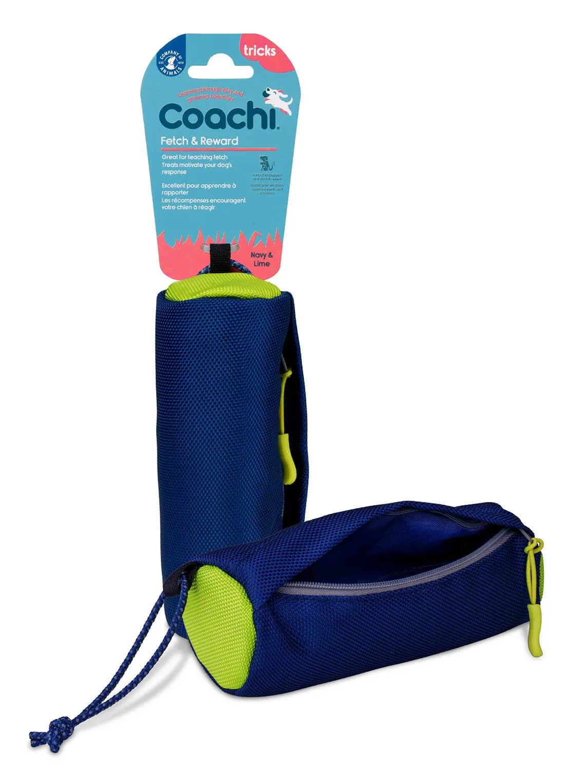 Coachi Fetch & Reward Training Toy, Navy & Lime