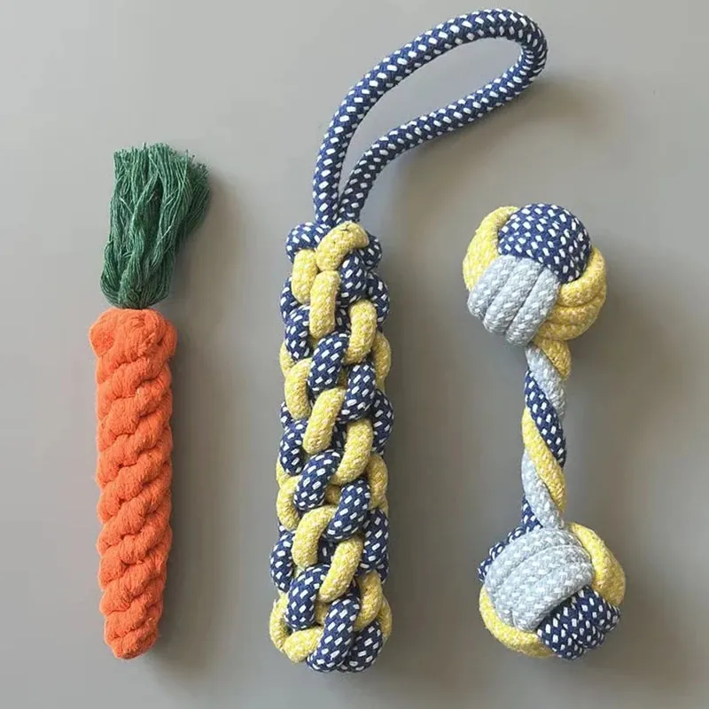 Durable Cotton Rope Dog Chew Toy with Molar Knot Design