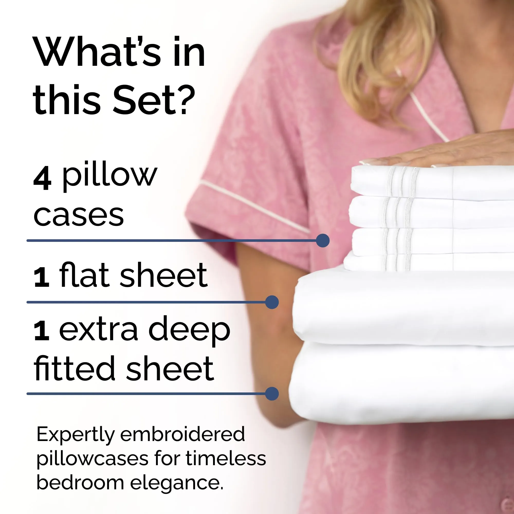 Extra Deep Queen Sheet Set - 6 Piece Breathable & Cooling Sheets - Hotel Luxury Bed Sheets Set - Easy & Secure Fit - Soft, Wrinkle Free & Comfy Sheets Set - White Sheet Set w/Extra Deep Pockets