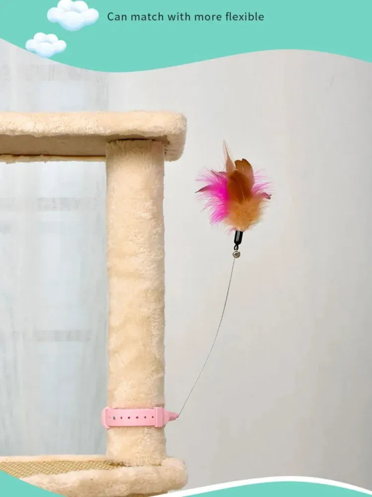 Feather Teaser Stick with Bell – Interactive Cat Toy for Play & Training