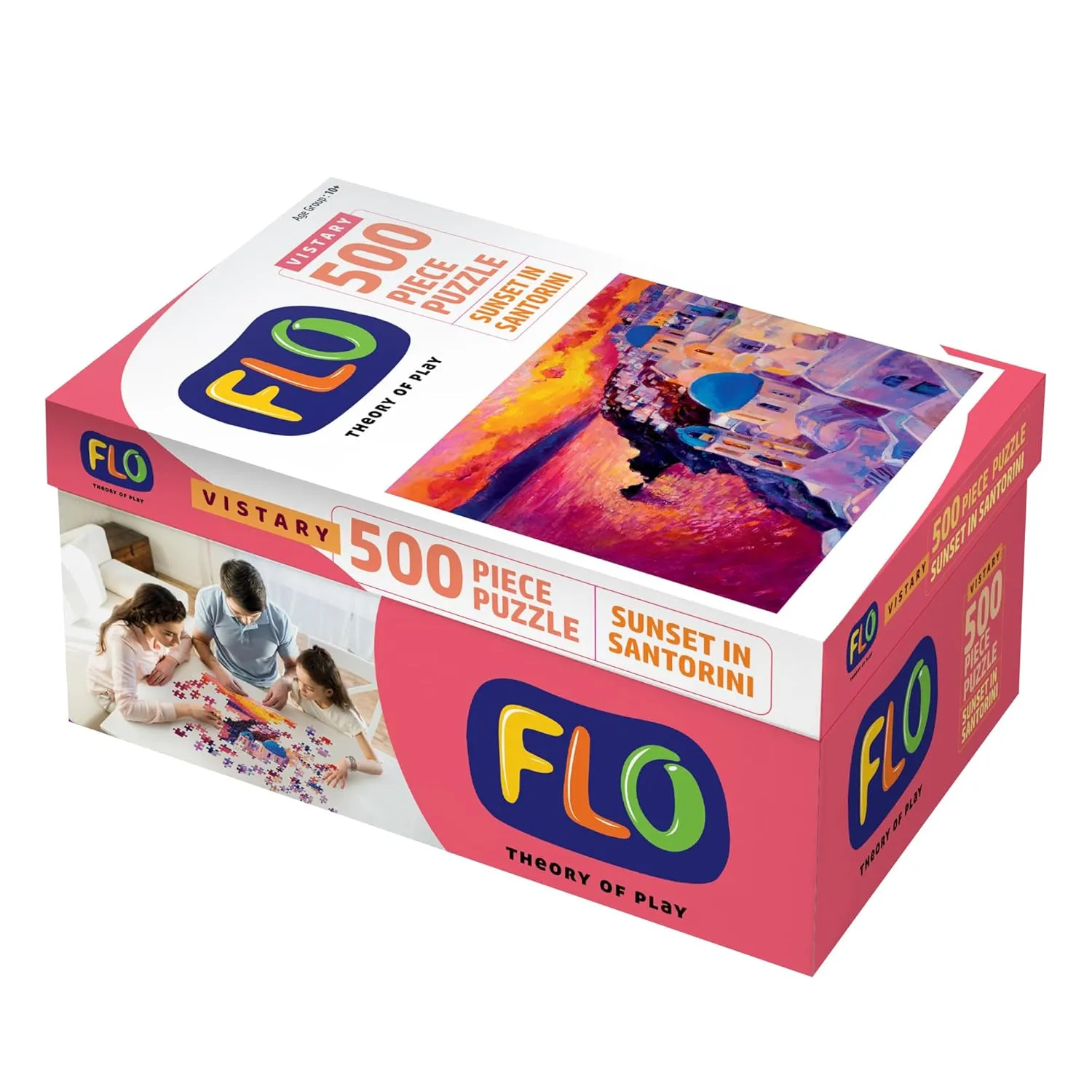 FLO Toys Sunset In Santorini 500-Piece Jigsaw Puzzle Barian Game For Kids & Adults Ages 10 