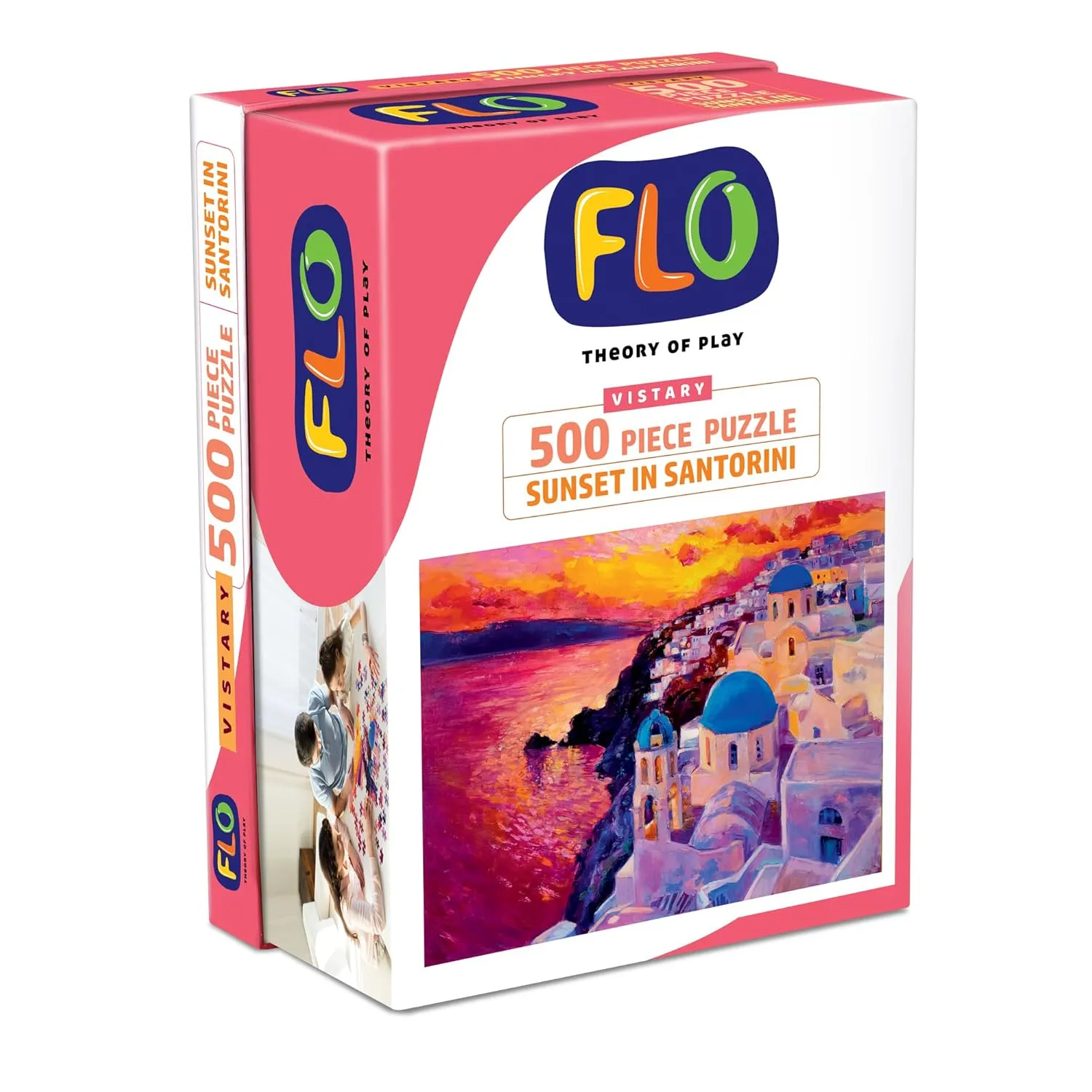 FLO Toys Sunset In Santorini 500-Piece Jigsaw Puzzle Barian Game For Kids & Adults Ages 10 