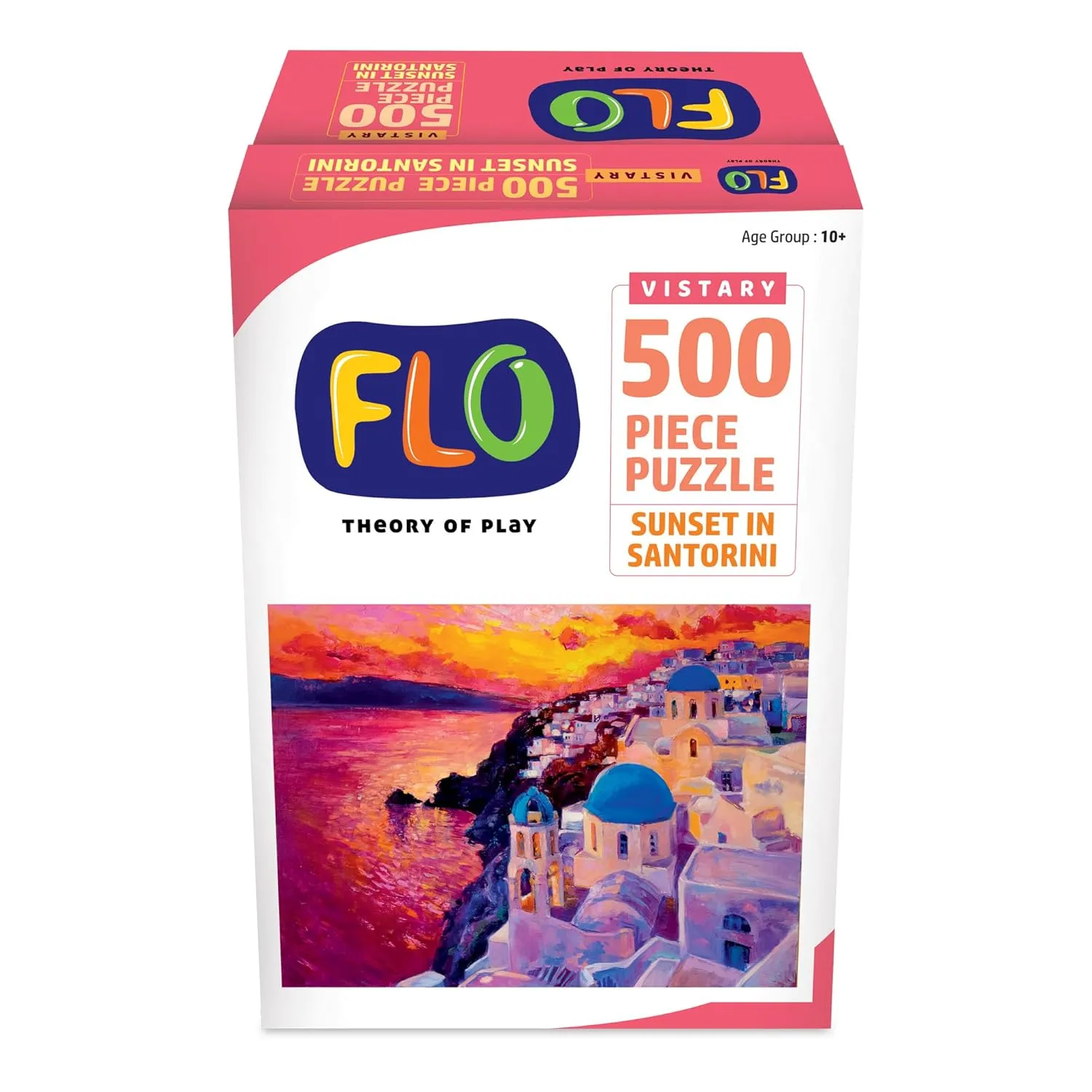 FLO Toys Sunset In Santorini 500-Piece Jigsaw Puzzle Barian Game For Kids & Adults Ages 10 