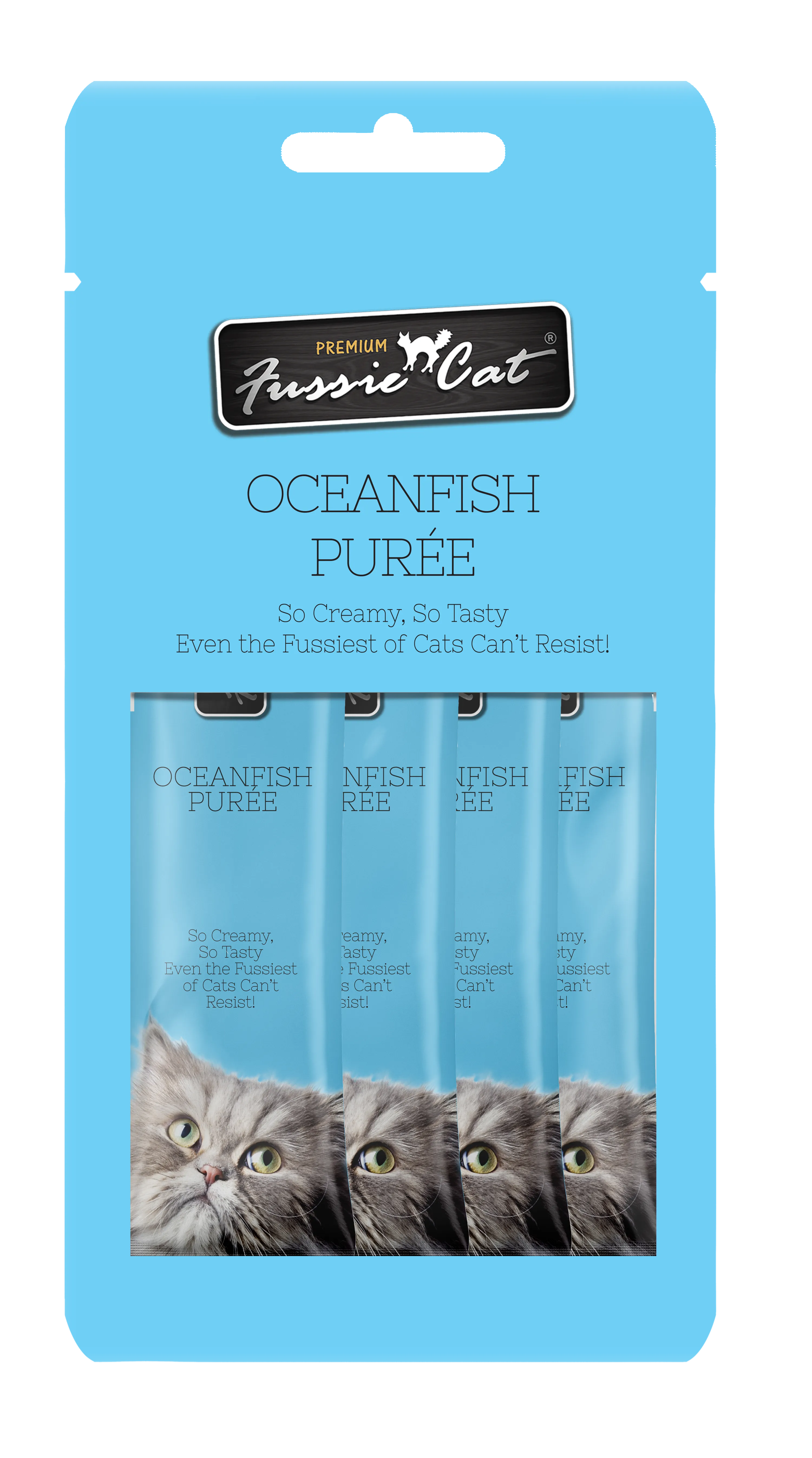 Fussie Cat Oceanfish Purée 0.5-oz, 4-Pack, Cat Treat