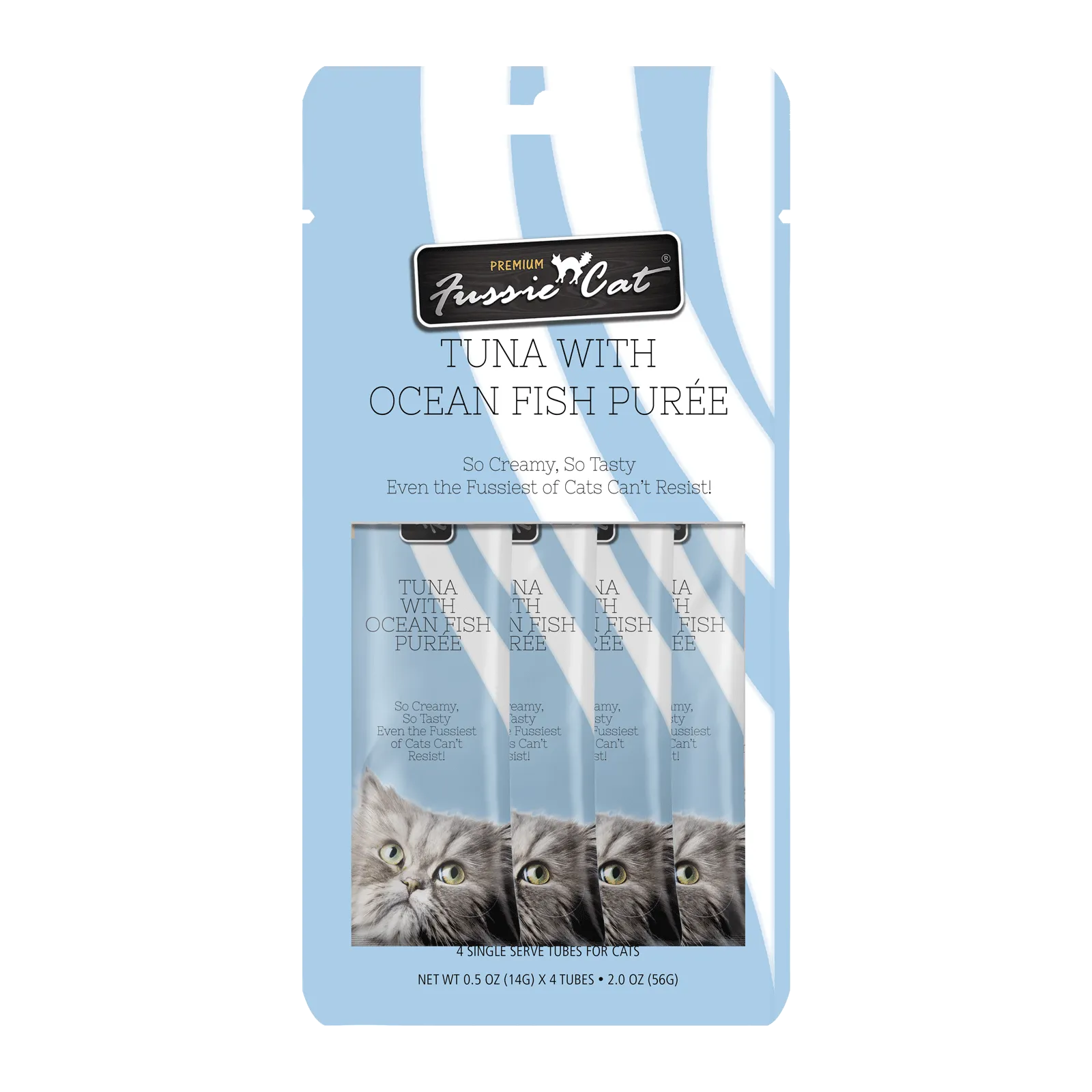 Fussie Cat Tuna With Oceanfish Purée 0.5-oz, 4-Pack, Cat Treat