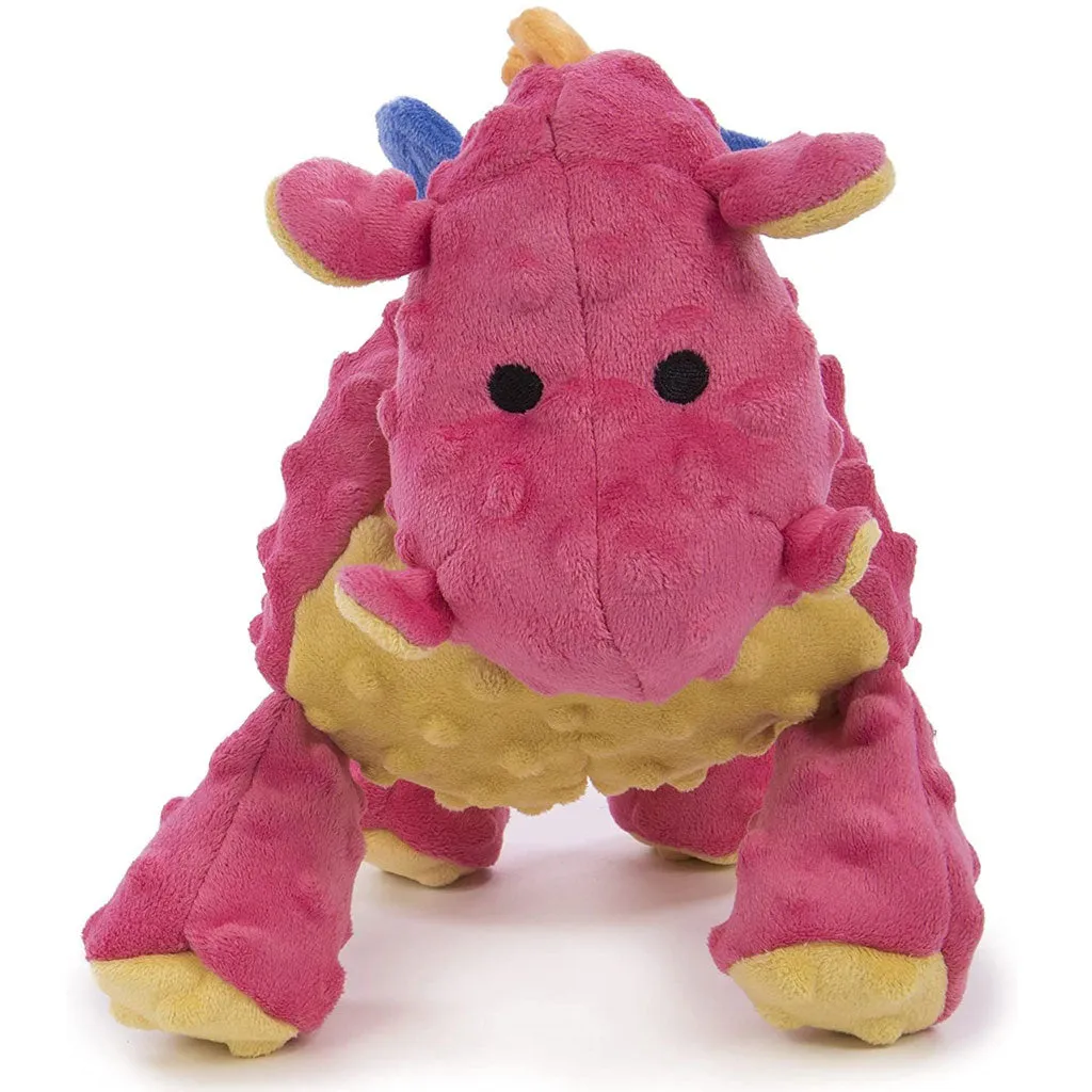 GoDog Coral Dragon Chew Guard Squeaky Plush Dog Toy, Large