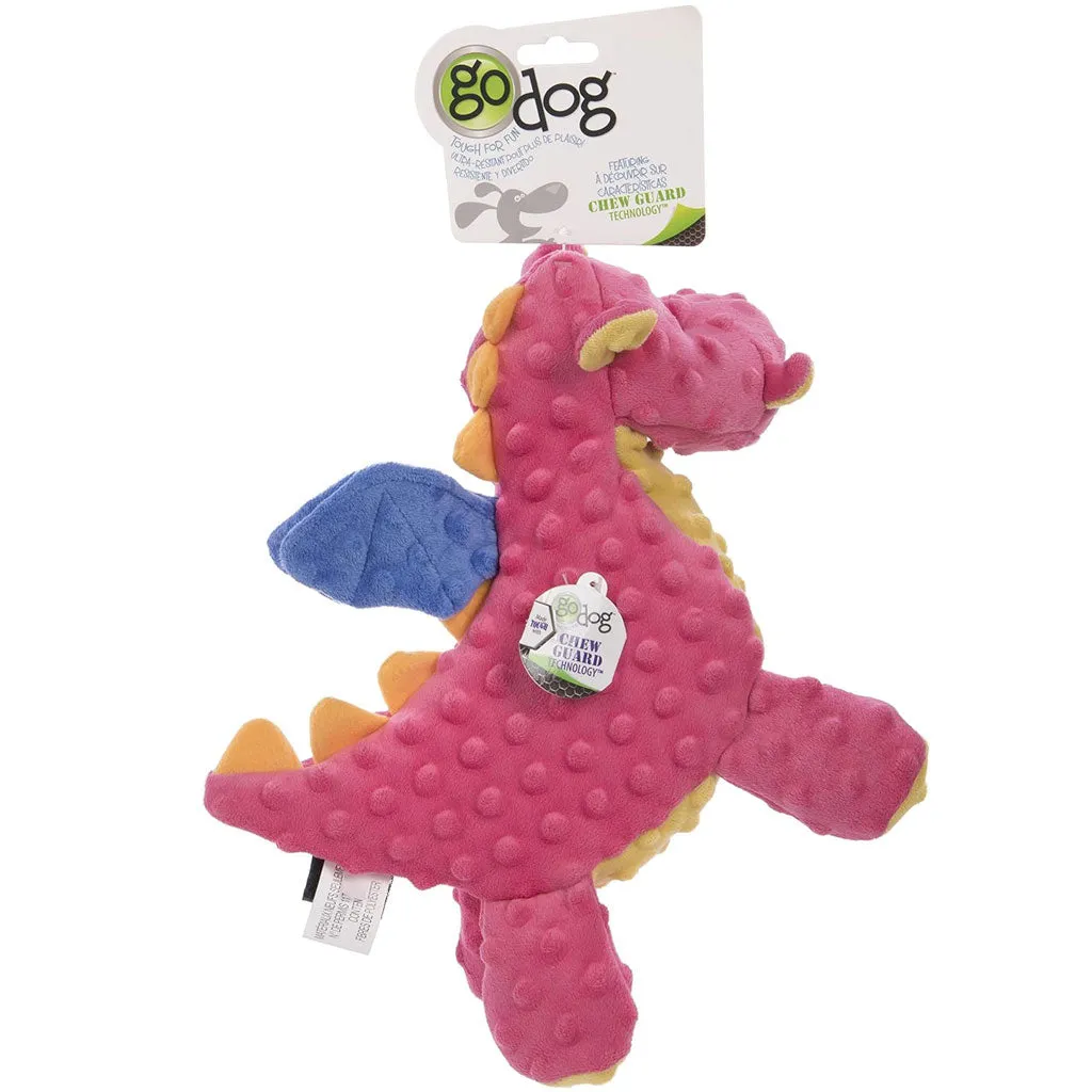 GoDog Coral Dragon Chew Guard Squeaky Plush Dog Toy, Large