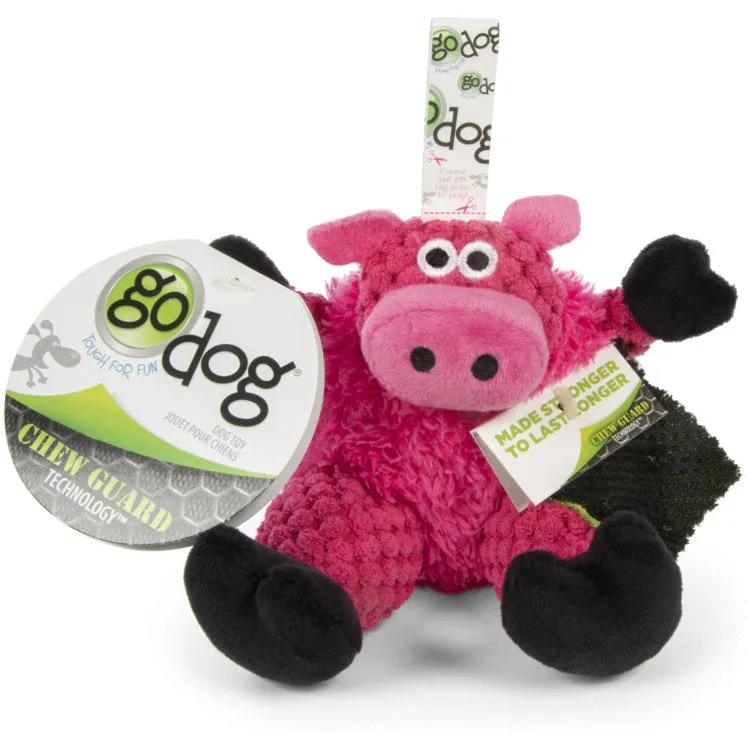 goDog Sitting Pig Durable Squeaky Plush Dog Toy