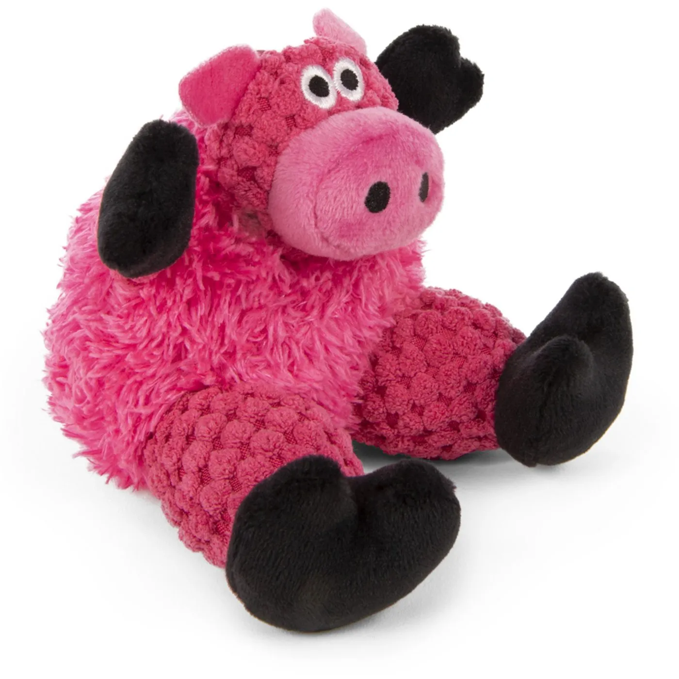 goDog Sitting Pig Durable Squeaky Plush Dog Toy