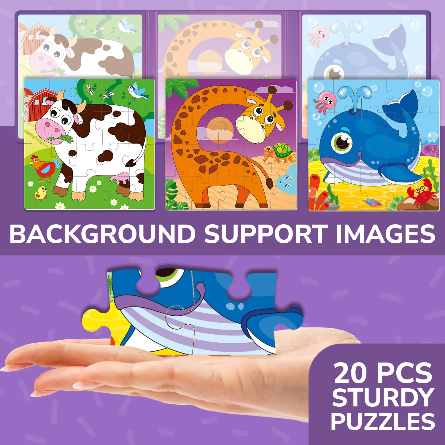 Magnetic Book 3x20 Pcs Puzzles for Kids | Animals