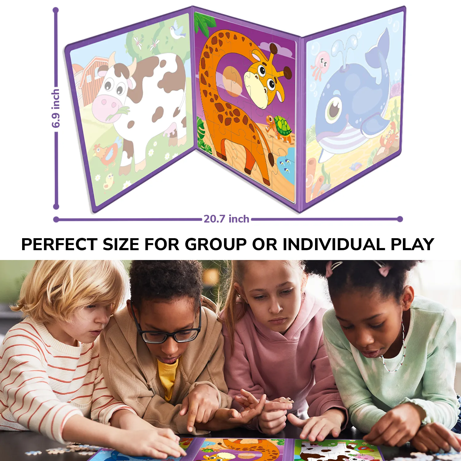 Magnetic Book 3x20 Pcs Puzzles for Kids | Animals