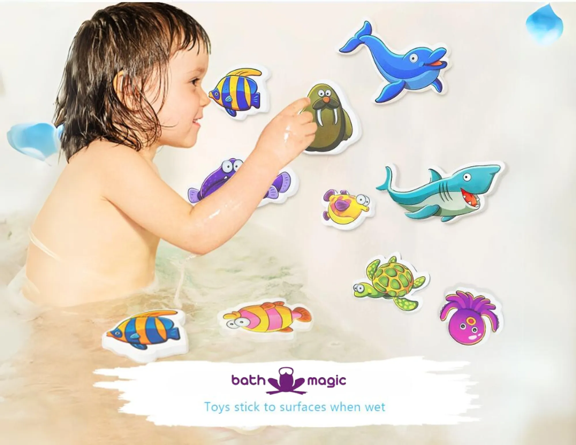 Marine Animal Sticky Bath Magic Foam Critters (30 pieces) by Fizzles