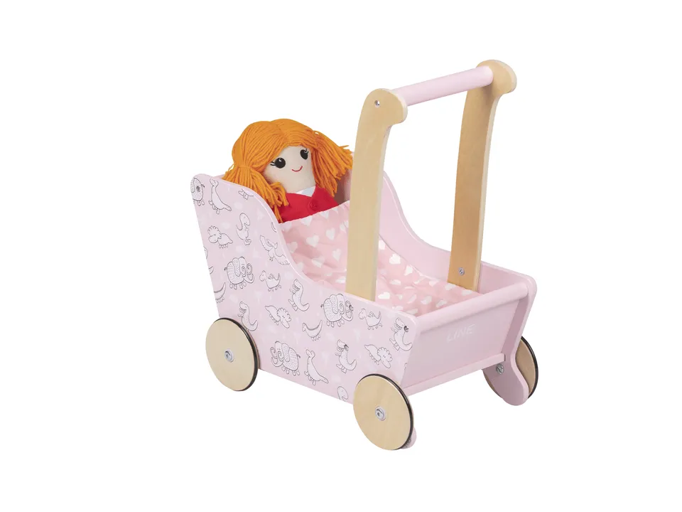 Modern Dolls Stroller (Pram) Pink dinosaurs