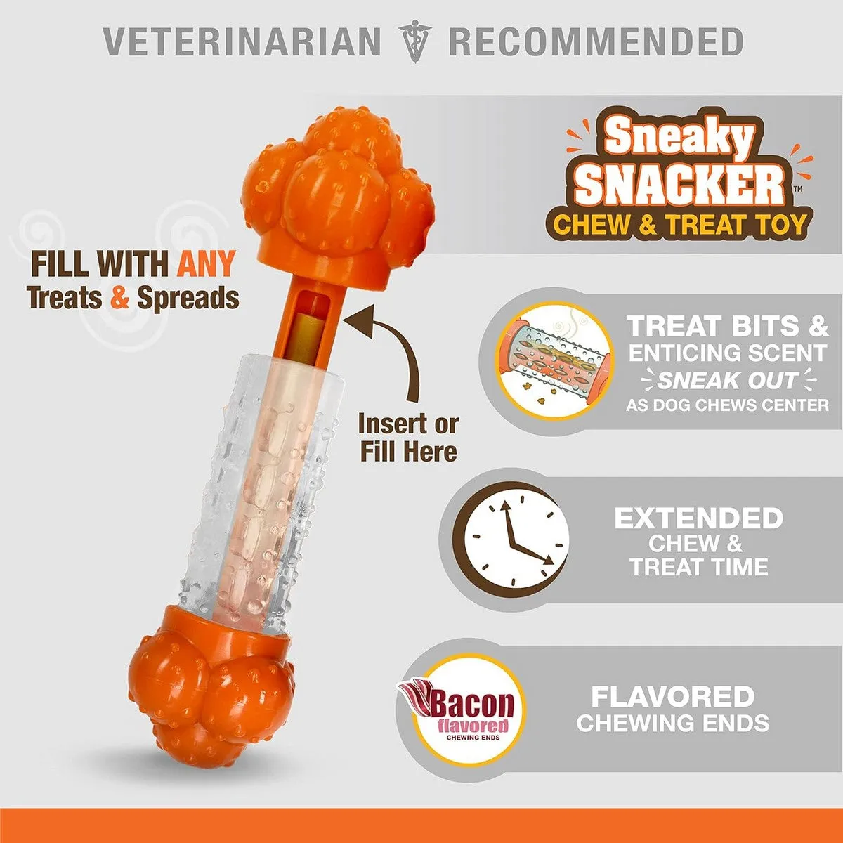 Nylabone Strong Chew Sneaky Snacker Treat Dog Toy Bacon Flavor Medium/Wolf