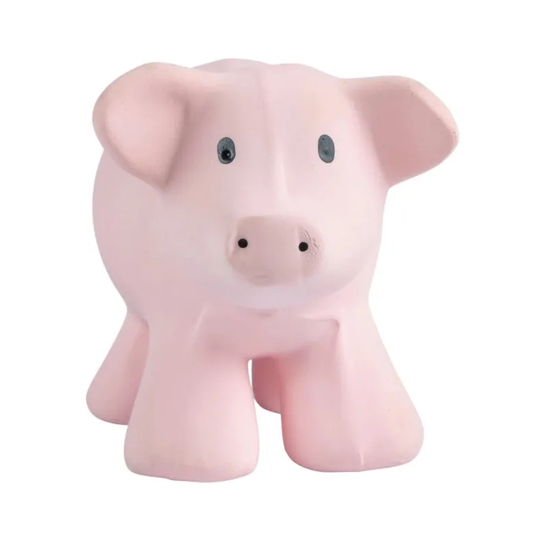 Pig Natural Rubber Teether, Rattle & Bath Toy