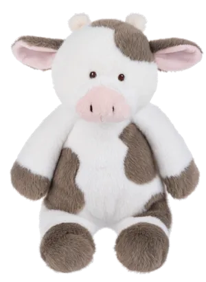 Plush White Cow with Grey Spots& Pink Nose