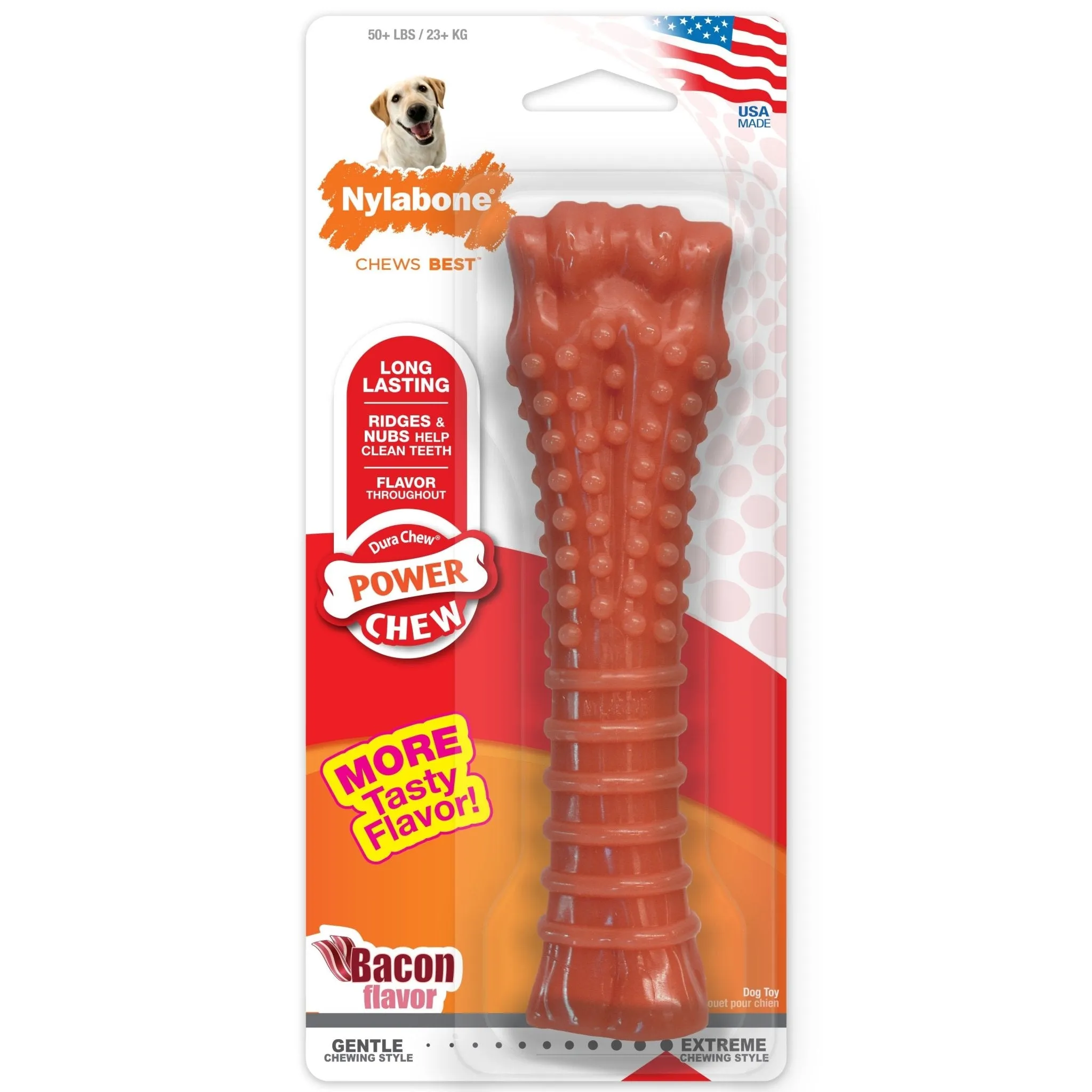 Power Chew Dog Toy, Bacon, X-Large/Souper, 50  lbs