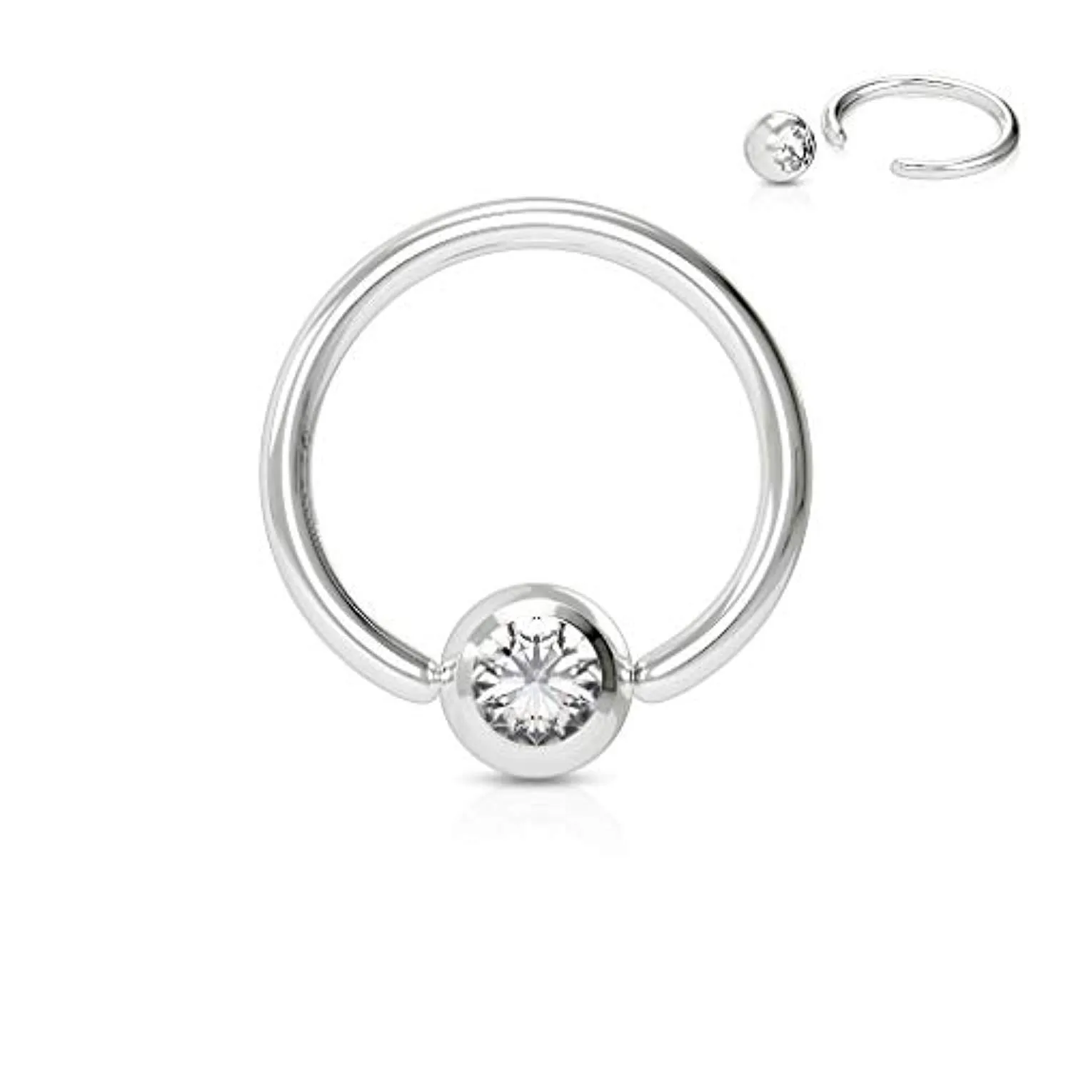 WildKlass Press Fit Gem Ball 316L Surgical Steel Captive Bead Ring